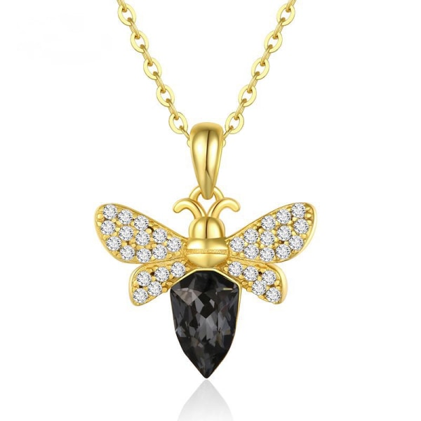 Romantisk alla hjärtans nyår present pärla halsband, kristall hänge halsband Smycken för kvinnor Birthstone halsband för kvinnor, Bee