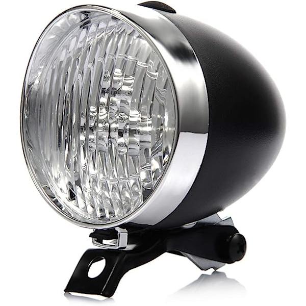 Afslappet retro cykel forlygte, 3 LED cykel forlygte tåge retro forlygte tåge nat sikkerhedslys med beslag sort