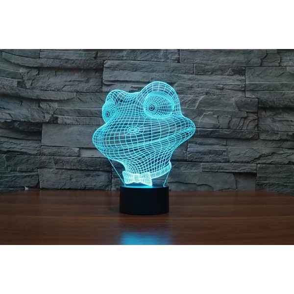 WJ 3D Groda Fjärrkontroll 16 Färg Nattljus Illusion Akryl LED Bordsängslampa Barn Sovrum Skrivbordsdekor Födelsedagspresenter Leksak för Barn