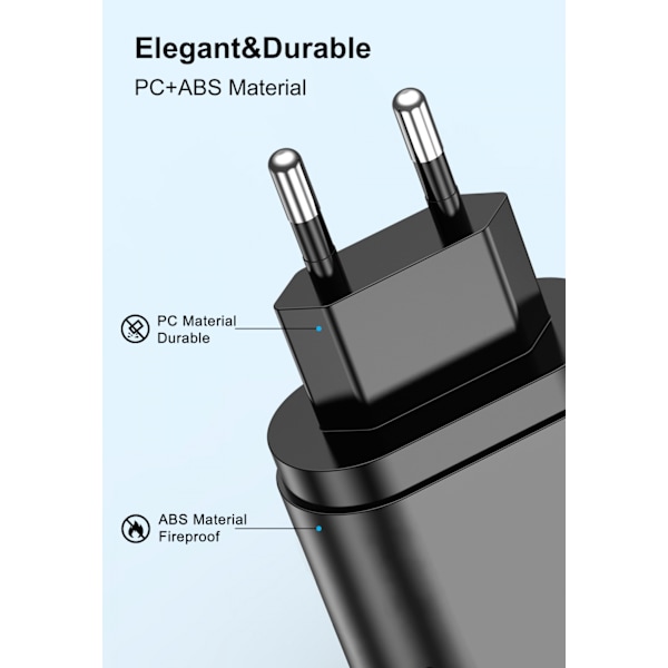 Ny PD12W mobiltelefonlader 5V2.4A ladehode type-c PD ladehode europeisk og amerikansk britisk standardadapter svart