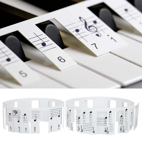 2 stk. Kvalitets tastaturer Stave klistremerke for elektrisk piano 88 tasters fonetisk symbol