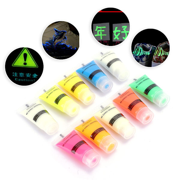 10 st 10g Nagel Fluorescerande Pulver Vattentät DIY Nagelkonst Fluorescerande Pulver Manikyrverktyg