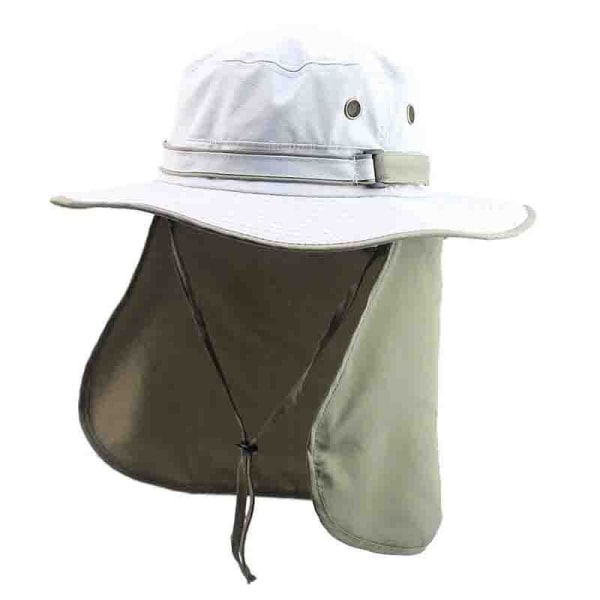 Men's Sun Hat with Neck Cover Quick-drying UV Protective Cap Fishing Cap (Beige + Army Green Shawl)