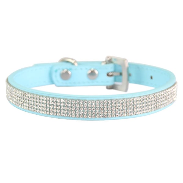 Hundhalsband Djurhalsband Glänsande multi diamantgodis katthundhalsband (2,5-50 cm, blå)