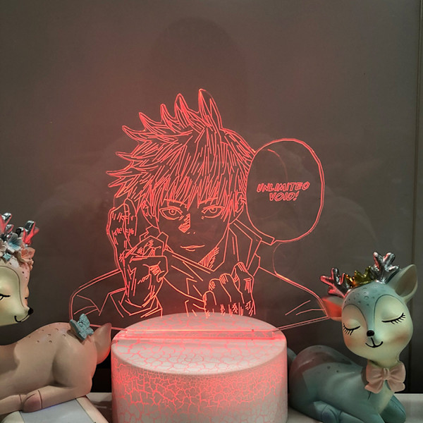 JUSTUP 3D Anime Illusion Lampe Fjernbetjening 3D LED Nattelys til Børns Soveværelse Dekorativ Lampe --- Crack Seat