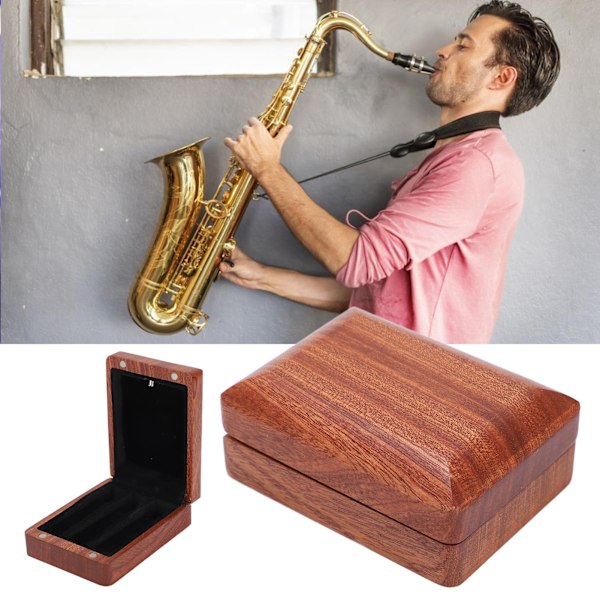 Reed förvaringslåda Massivt trä Reed Boxhållare med lampor för saxofoner Oboe Fagott