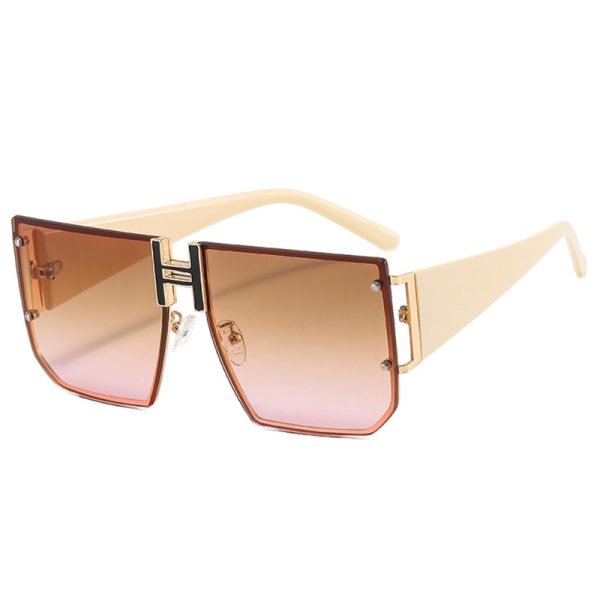 Retro Oversized Pilot Sunglasses Metal Frame for Men Women Square SunGlasses -Pink