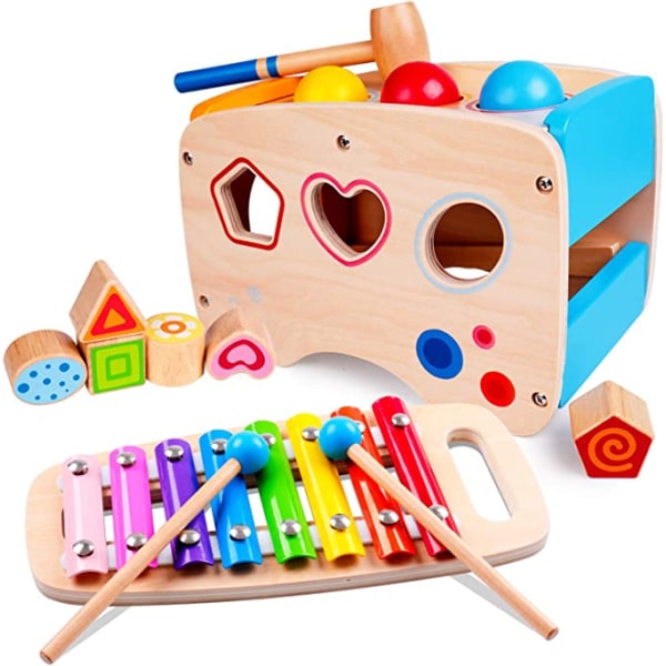 Hammarleksaker Träpedagogiska leksaker Xylofonformsorterare, födelsedagspresenter