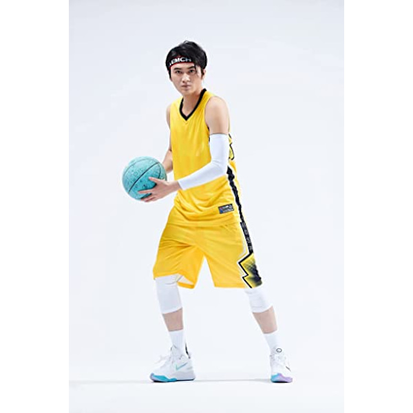 Herre Basketball Trøjer og Shorts Team Uniformer med Lommer Træningsdragt Uniformer  gul—2XS