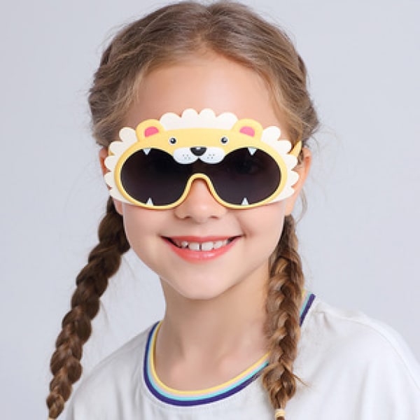 Tecknade barnsolglasögon Studentsolglasögon Polariserade glasögon Små solglasögon Stor ram Solskyddsspegel ---Gul båge gula ben