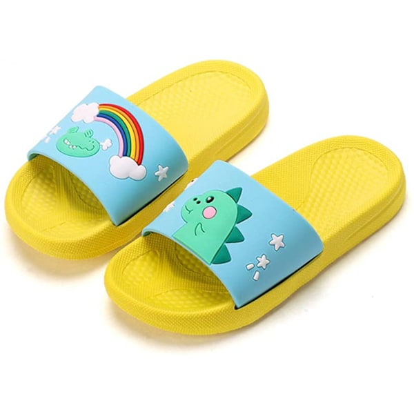 Pojkar och flickor sandaler tofflor dinosaurie sommar halkfri mjuk simbassäng utomhus strand inomhus badrum bad ---- Ljusgul（Storlek 34/35）
