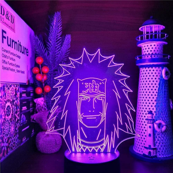 Japanska Anime Figur Itachi Uchiha Kakashi Jiraiya Lampor 3D Optisk Illusion Nattljuslampa Present till LED Jul Födelsedag SovrumsdekorGåvor även känd som Jiraiya