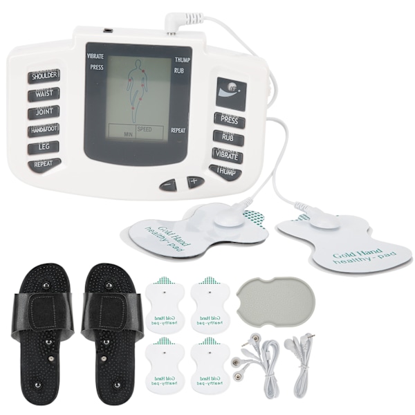 Elektronisk multifunktionel muskelstimulator pulsmassager med 2 par puder til smertelindring