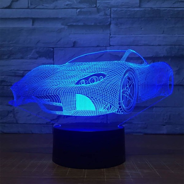 Sänglampa Illusion LED Nattljus 3D Nattljus Tredimensionell sportbilsmodellering LED Nattljus LightIllusion LED Nattljus Nattljus
