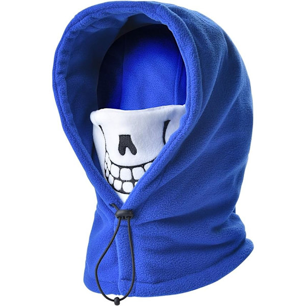 Barn och tonåringars vintervarma cykelmask Balaclava hatt pullover hatt snö och vind hatt Blue Skeleton