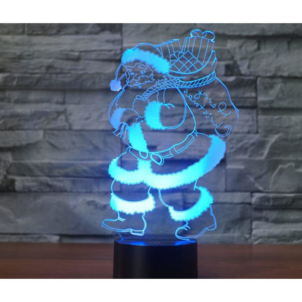 WJ 3D Jultomte Fjärrkontroll 16 Färg Nattljus Illusion Akryl LED Bordslampa Sänglampa Barn Sovrum Skrivbord Dekor Födelsedagspresenter Leksak för Barn