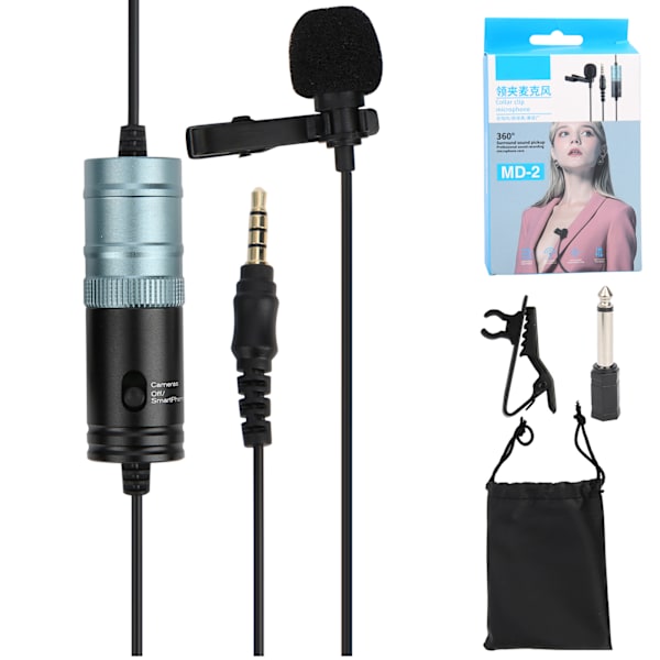 Lavalier Kondensatormikrofon MIC för professionell inspelning av intervjuer