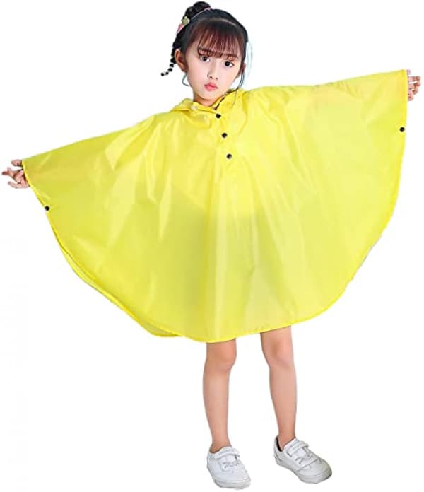 Barn Regn Poncho Huvjacka Regnrock, Gul, S