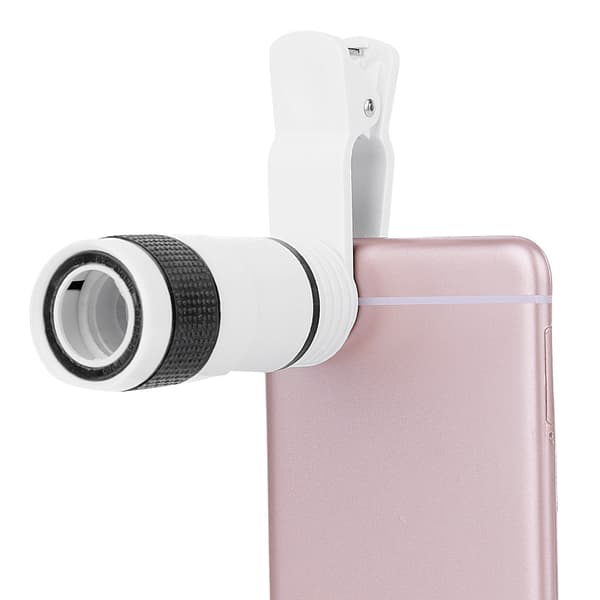 8X Clip-On Langfokus Kamera Monokulær Linse til Universal Mobiltelefon