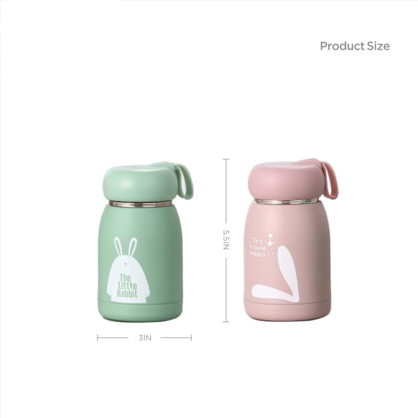 Söt mini barn rostfritt stål vakuumkolv student vattenkopp utomhus bärbar kopp 11OZ(Grå)