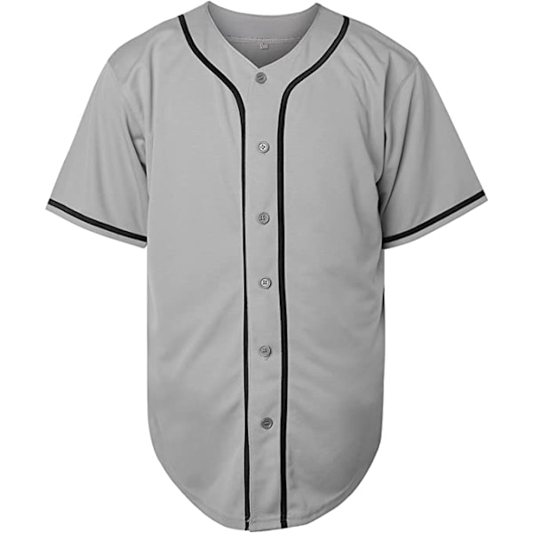 Ensfarvet Hip Hop Baseball Uniforms Knap Skjorter Sports Uniforms Mænds Kvinders Trøjer grå —M