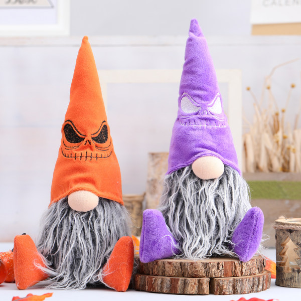 Halloween firefarvet sortøjet Rudolph dukke rekvisitter dekoration forsyninger siddende dukke foto rekvisitter (Sort øje lilla øje)