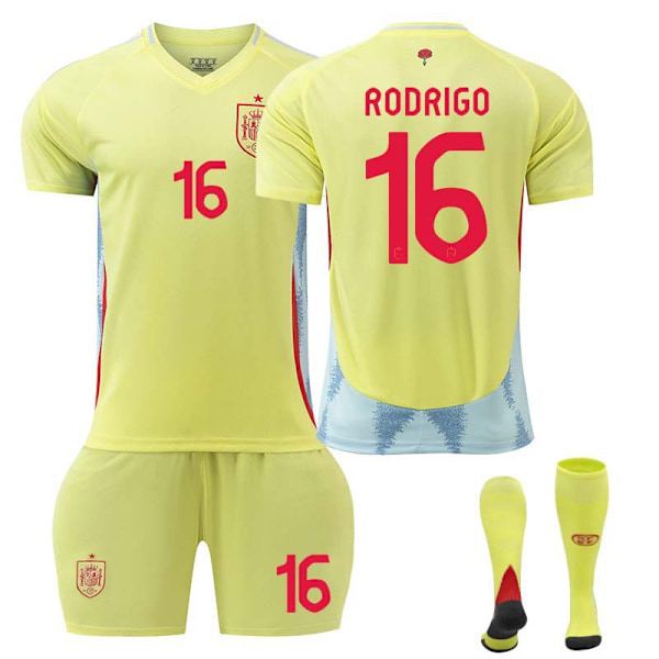 Spanien borta tröja (RODRIGO #16) 2024-2025 herr guld 16 No.16