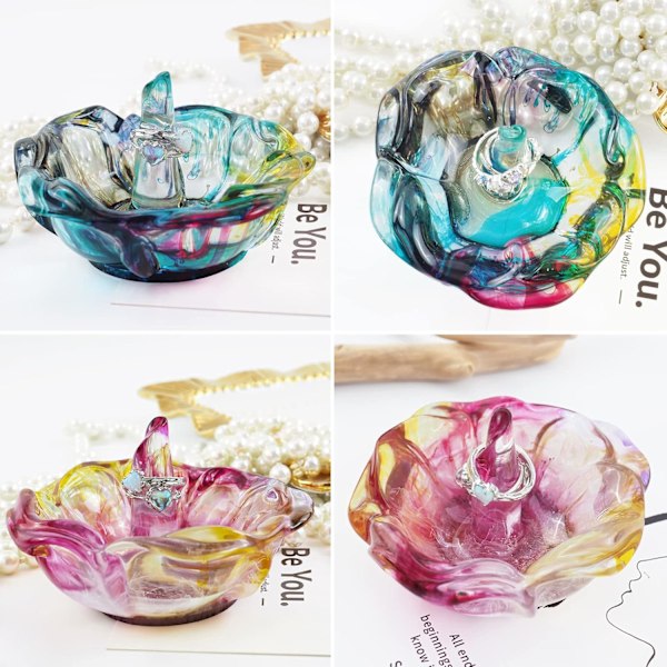 2 stk. Ringholder Harpiksform, Blomst Skål Silikonform til Epoxyharpiks, Ring Smykke Skål Pynt Beholder Holder Silikon Harpiks M ring holder