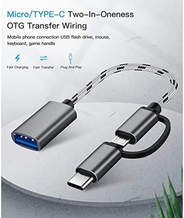 JAHH USB Hub 2-i-1 USB 3.0 OTG Adapterkabel Type-C Micro USB til USB 3.0 Interface Mobiltelefonkonverter Opladningskabel (Farve: Grå)