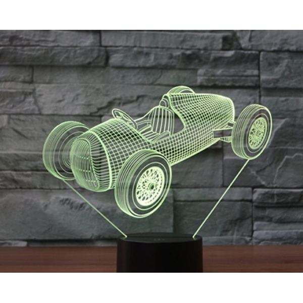 WJ 3D Bil Race Fjärrkontroll 16 Färger Nattljus Illusion Akryl LED Bordsängslampa Barn Sovrum Skrivbordsdekor Födelsedagspresenter Leksak