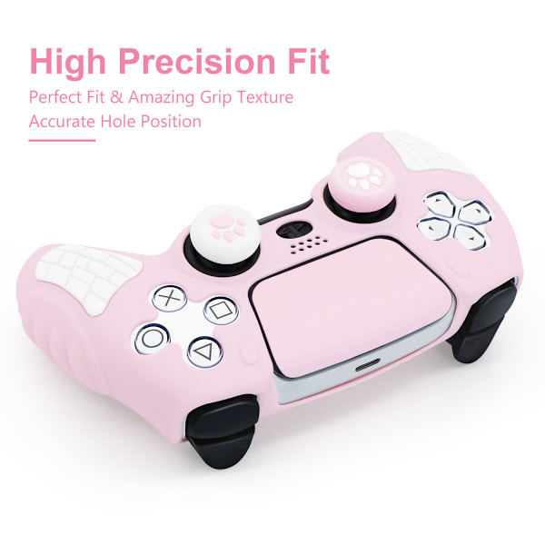 PS5 Controller Håndtag Silikonetui, Anti-Slip Silikon Beskyttende Cover Etui til PS5 Spilkonsol, Beskyttelsesetui til PS5 (Pink)