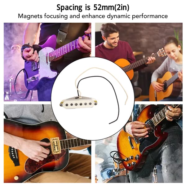 3 st ljusgula single coil elektriska gitarr pickup med skruvmagnet elektrisk gitarr pickup elektronik 52mm