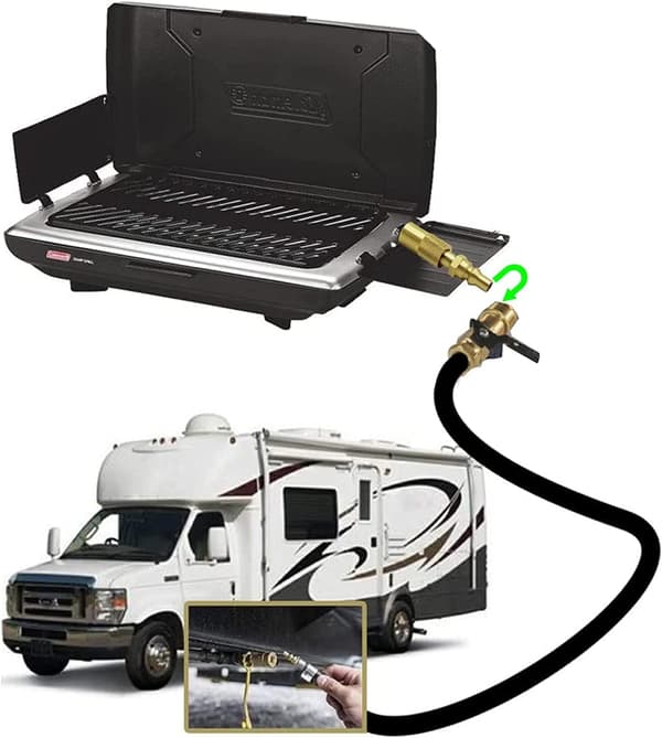 1/4\" Quick Disconnect Propanadapter til Campingovne & Bærbare Grills - Universal Gasfitting med Quick Connect Ventil, Sort