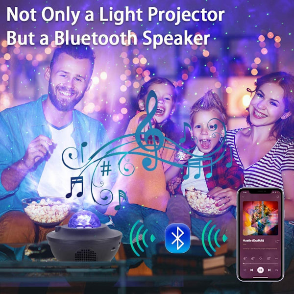 Projektorlys, stjerneprojektor for soverom, jule- og bursdagsgaver til menn, kvinner, tenåringsjenter og gutter, tåkeprojektor nattlys med Bluetooth