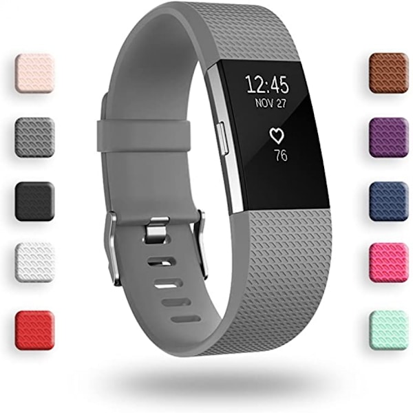 Smartwatch, armbåndsrem udskiftningsrem kompatibel med Fitbit Charge 2, klassiske og specielle justerbare sportsarmbånd（ Grå-L）