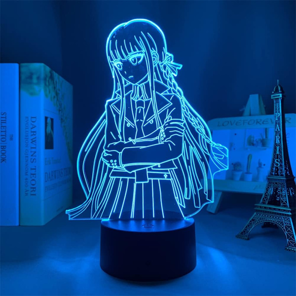 WJ 3D optisk illusionslampe Kyoko Kirigiri figur anime LED nattelys til pige soveværelse dekoration sengebord lampe børn fødselsdag jul Marutomania-B