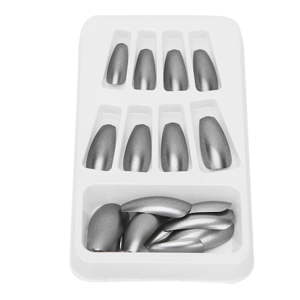 24 stk Glatte Falske Negle Fuld Dækning Metallic Spejl Effekt Falske Tånegle Fingernegle til Kvinder Piger Fingertype