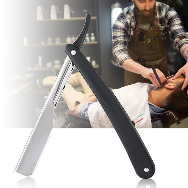 Barber Barberkniv Lige Kant Hårklipper Salon Foldbar Klinge Barberkniv med Klinge Sort
