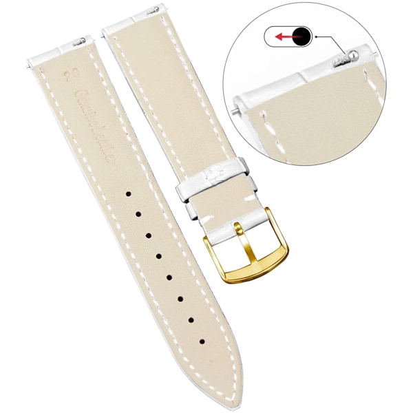AVEKI Watch i äkta läder Flerfärgat vattentätt för män kvinnor, G-vit (14 mm)