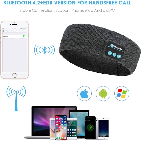Unimaku Bluetooth-kuulokkeet nukkumiseen, ultrapehmeä hihna sivuilla nukkuville, urheiluun, juoksuun ja lenkkeilyyn (musta)