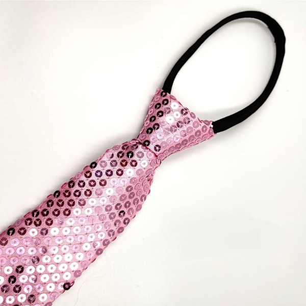 Menn Sequin Slips Tie Selvbånd Skinnende Smal Halsduk Mote Cosplay Party Kostyme Tie, Rosa