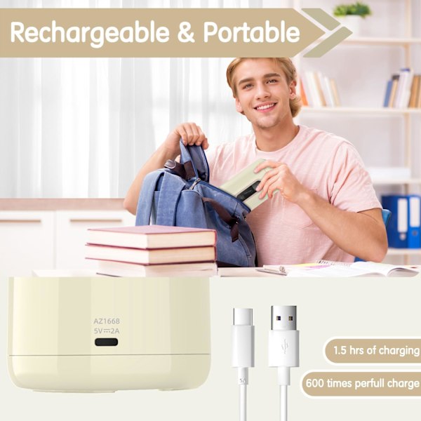 Elektrisk pennvässare, helautomatisk pennvässare, automatisk in & ut, uppladdningsbar handsfree-pennvässare för 6,9-12 mm, H Beige