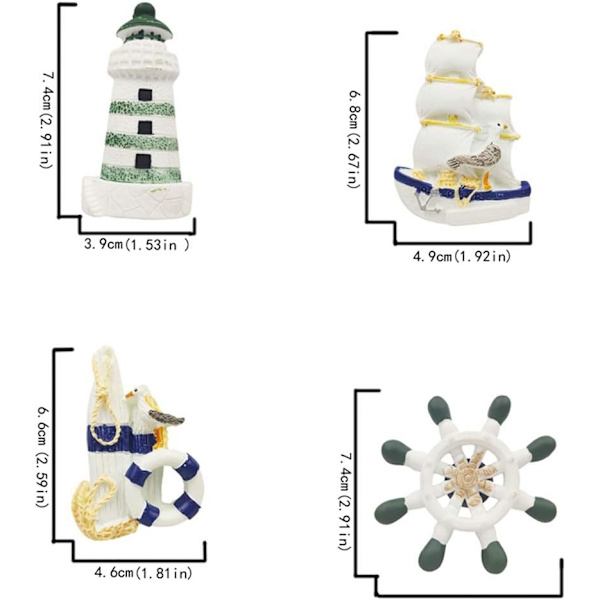 8 kpl/setti 3D Resin Jääkaappimagneetteja Sarja Koti Sisustus Jääkaapin Magneettiset Tarrat Valokuva Toimisto Viesti Keittiö Tarvikkeet (Oceani