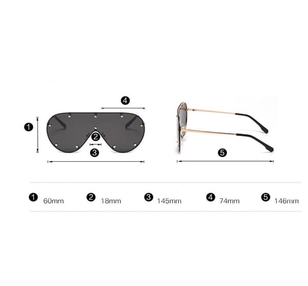 Slanke, rimless sikkerhetsbriller med dobbeltkant, bladformet linser, luksuriøse solbriller