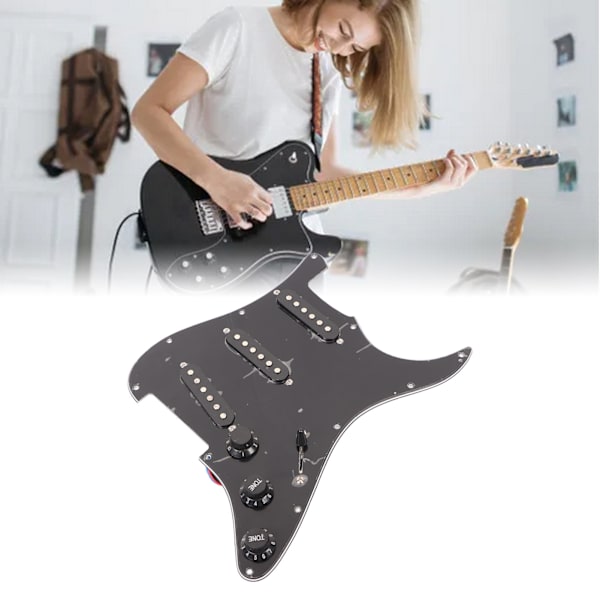 Elektrisk gitar pickup enkelt spole klar lyd 11 hull prewired pickup erstatning svart