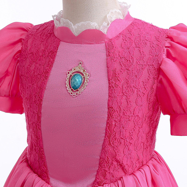Kvinde Prinsesse Peach Kostume Piger Prinsesse Peach Kjole Med Krone Øreringe Velegnet til en højde på 100 cm