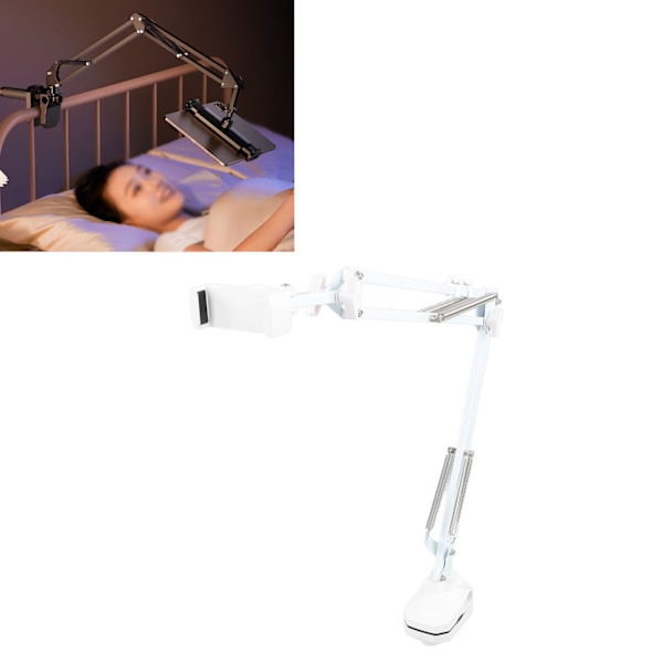 Mobiltelefon Lazy Holder Smartphone Mount Bracket Svanhalsklämma Stativ Flexibel Lång Arm Justerbar Vit