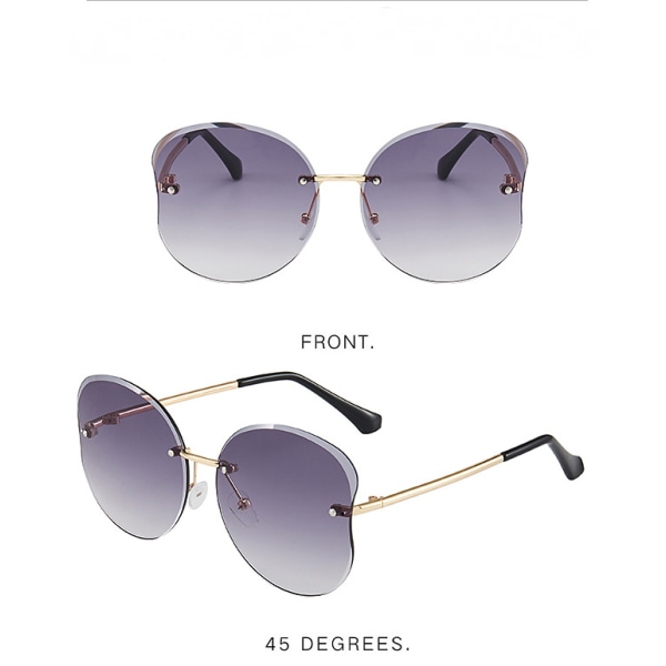 Trendy Retro Polygonal Cut Edge Lens Drenge og Piger Rammeløse Børns Solbriller UV Beskyttelse----Guld Ramme Kaffe Tabletter