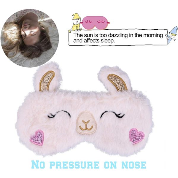 Søt Alpakka Søvnmaske, Myk Fluffy Plush Blindfold Morsom Nyhet Dyr Søvnmaske Øyendekke Øyenskygge for Barn Jenter Gutter Kvinner