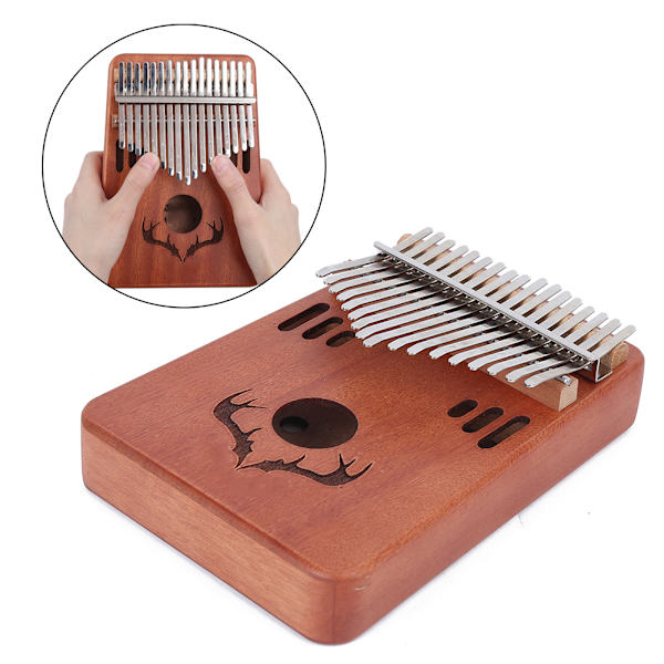 17 Key Kalimba Finger Thumb Piano Solid Mahogany med lydhul Reindeer Horn Pattern(Burlywood Color )